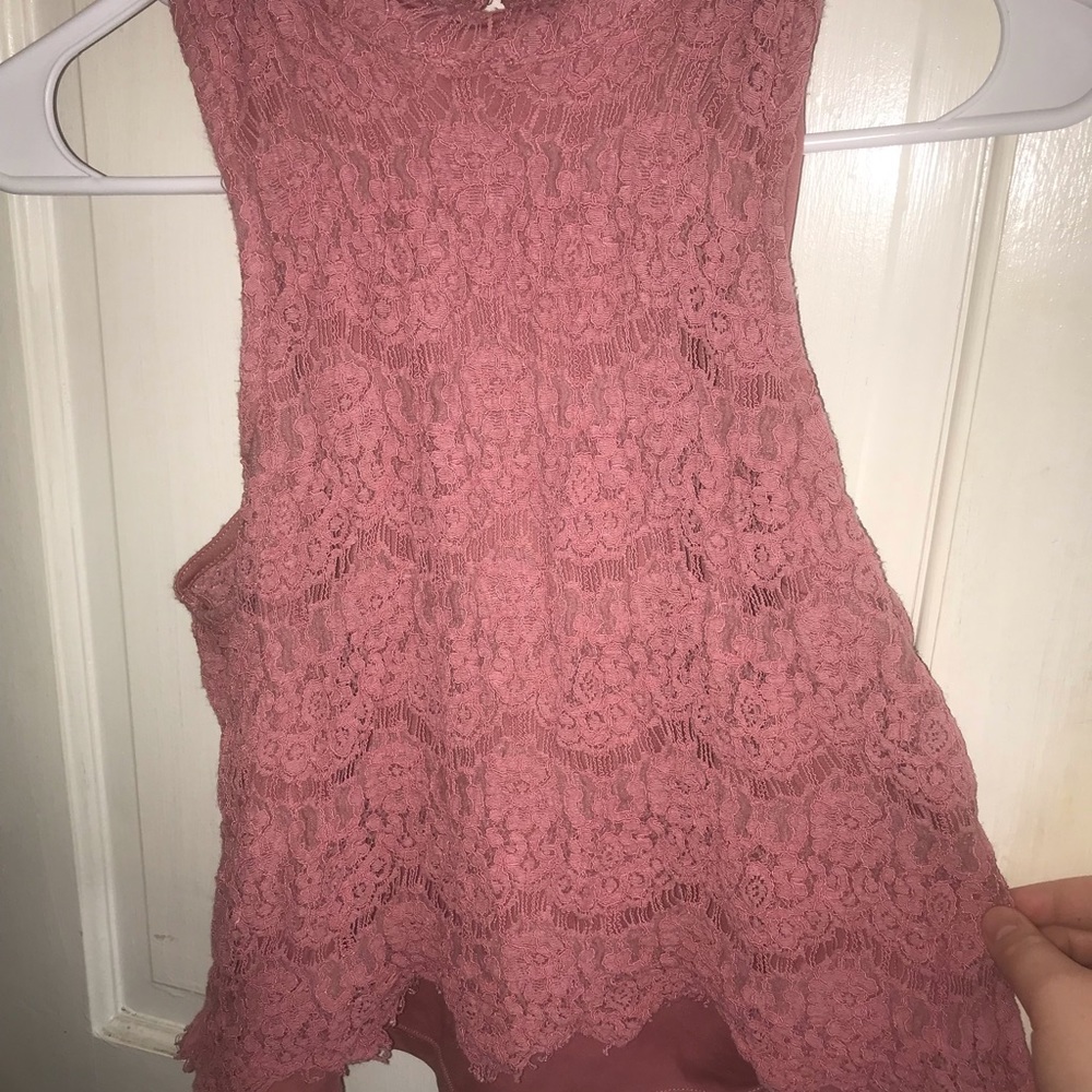 Pink lace croptop